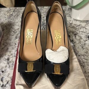 Salvatore Ferragamo Black Patent Leather Heels
